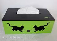 Tücherbox spielende Katzen, gemalt 