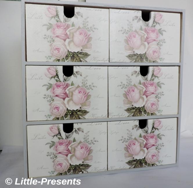 Minikommode, Schubladenschränkchen Rosenmotiv 