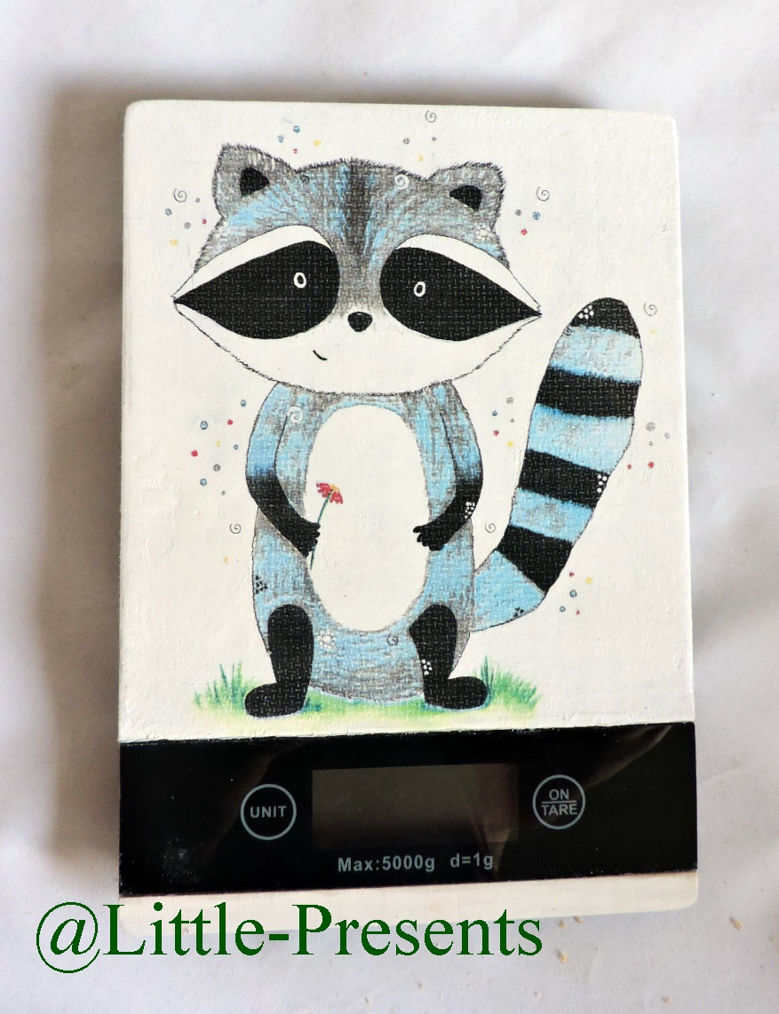 Digitale Küchenwaage 🦝 – Motiv Waschbär von Herzensbilder.at