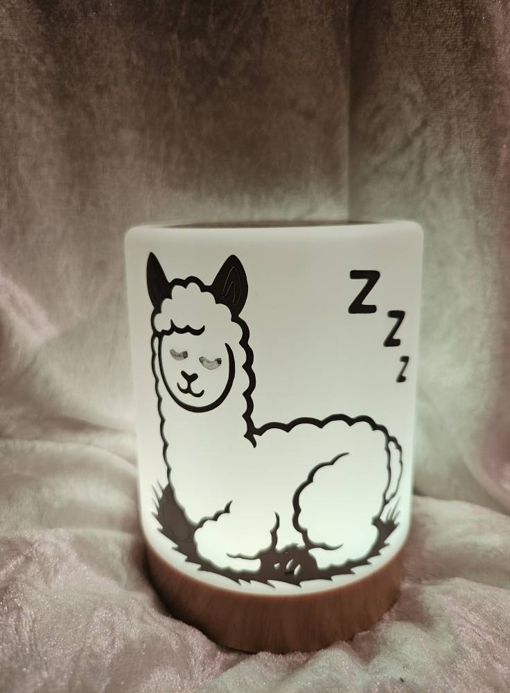 Alpaka LED Lampe – Nachtlicht mit süßem Alpaka Mot