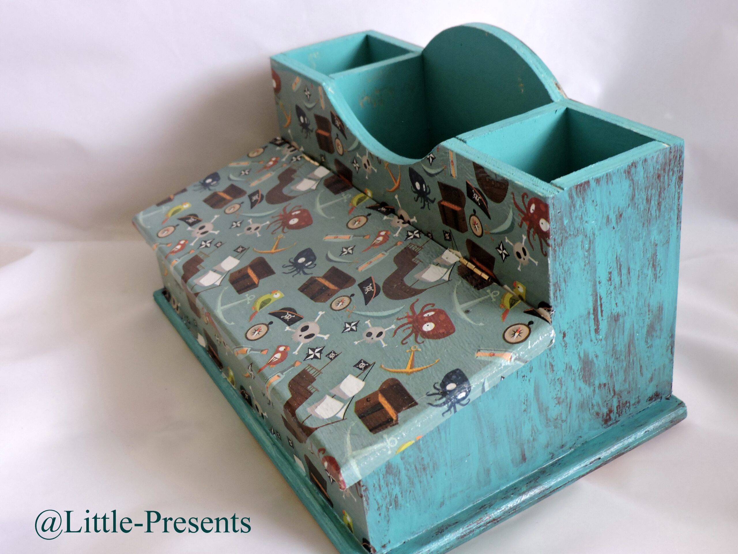 Piraten Stiftebox Türkis – Schreibtischutensilo – Bild 2