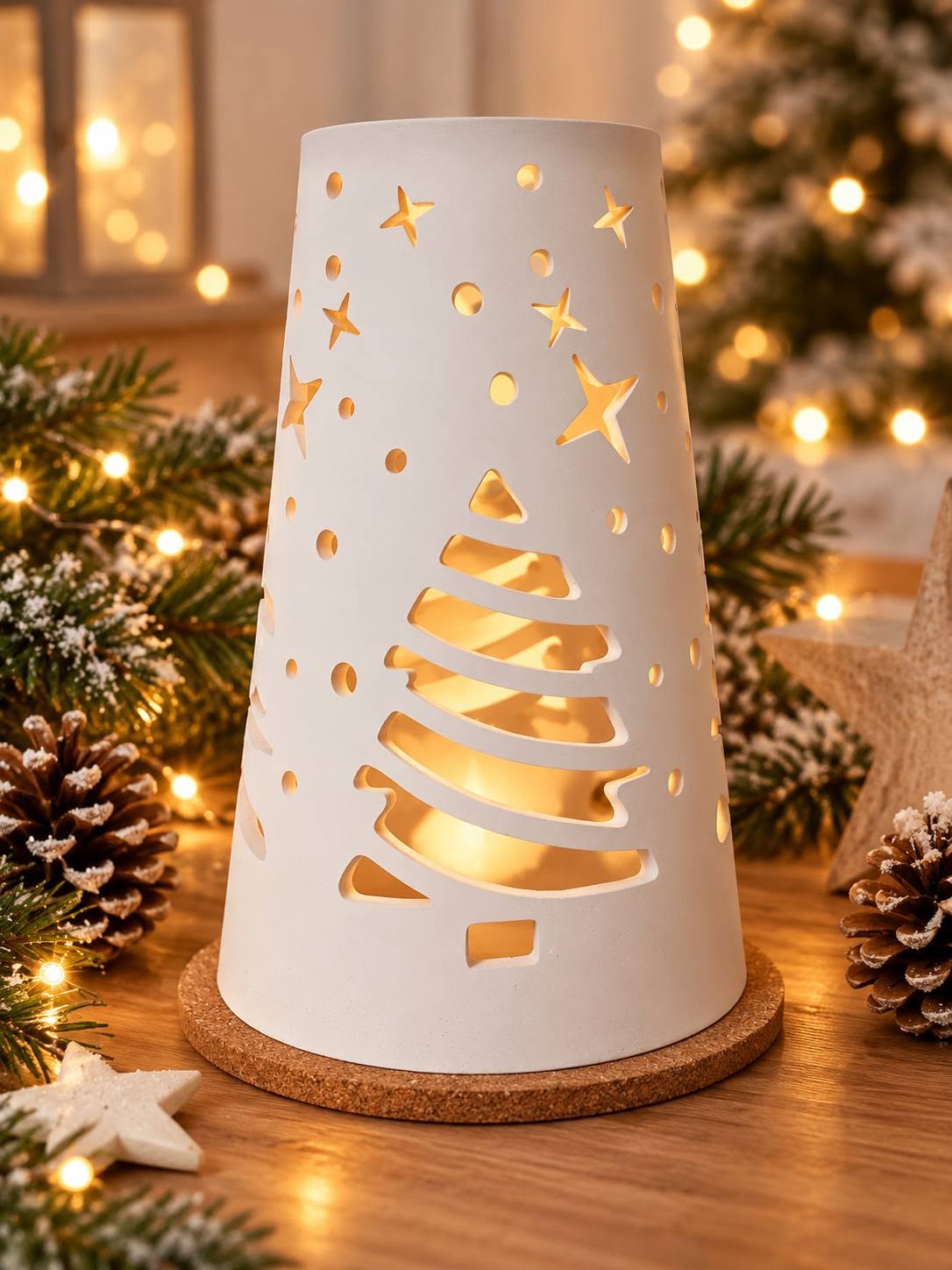 🎄 Weihnachts-Windlicht „Tannenbaum & Sterne“